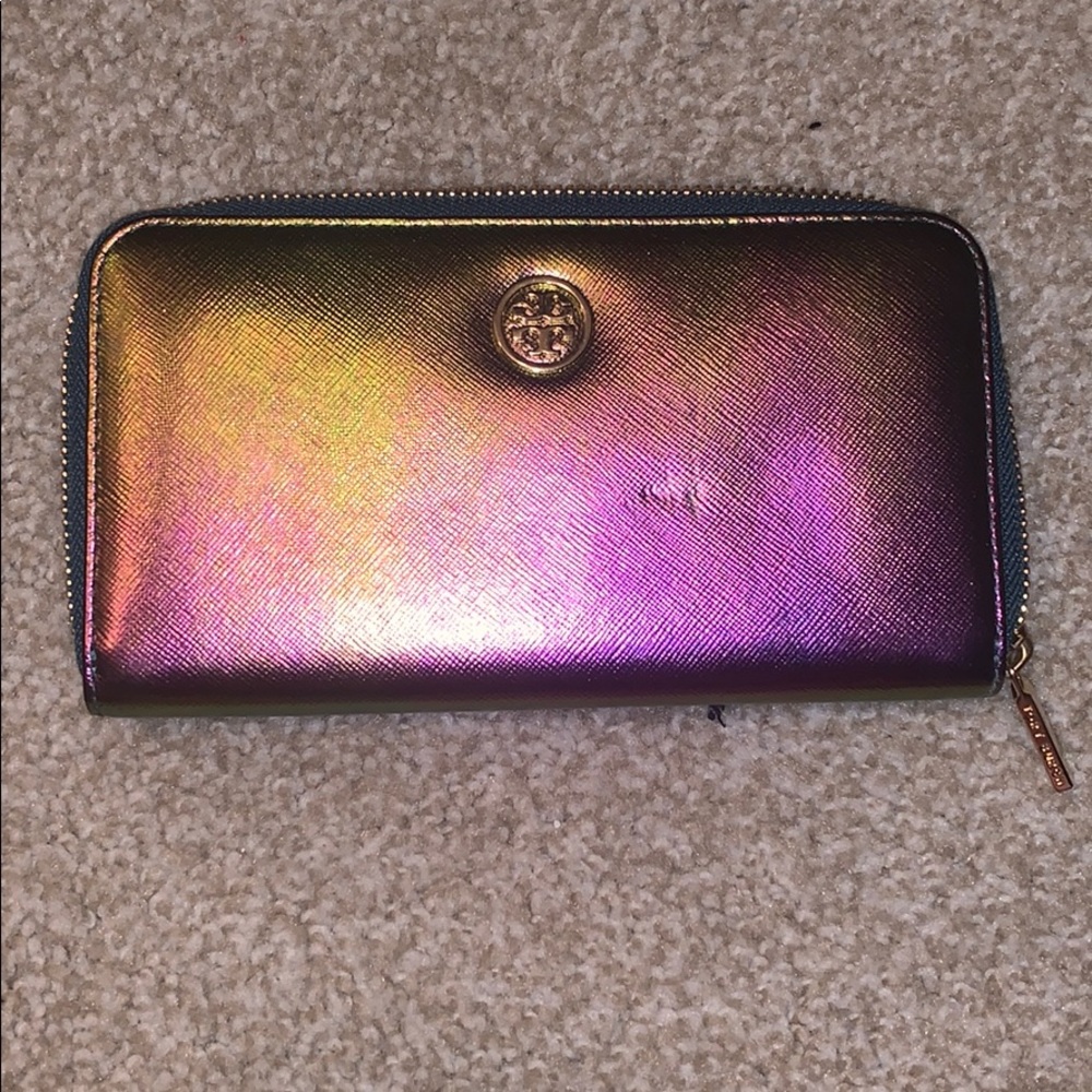 Tory Burch Metallic Iridescent Wallet Zipper